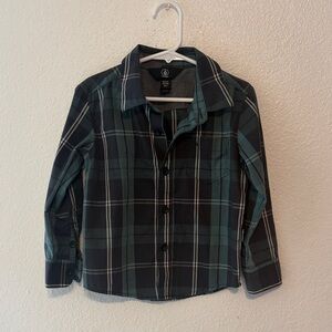 Volcom‎ Kids Plaid Shirt in Dark Green and Black